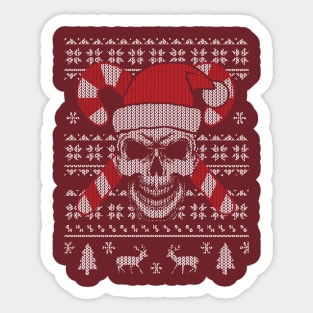 Ugly Knit Sweater Pattern of Evil Santa Claus Skull Sticker